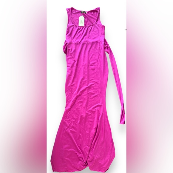 197. SMALL VIVINEW (HOT PINK) Maternity Dress Sleeveless Tie Waist Elegant Fitt - Picture 8 of 9